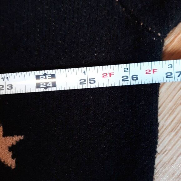 Como Vintage Woman Plus Stars Rayon Sweater size 1X black gold C98 - Picture 5 of 8
